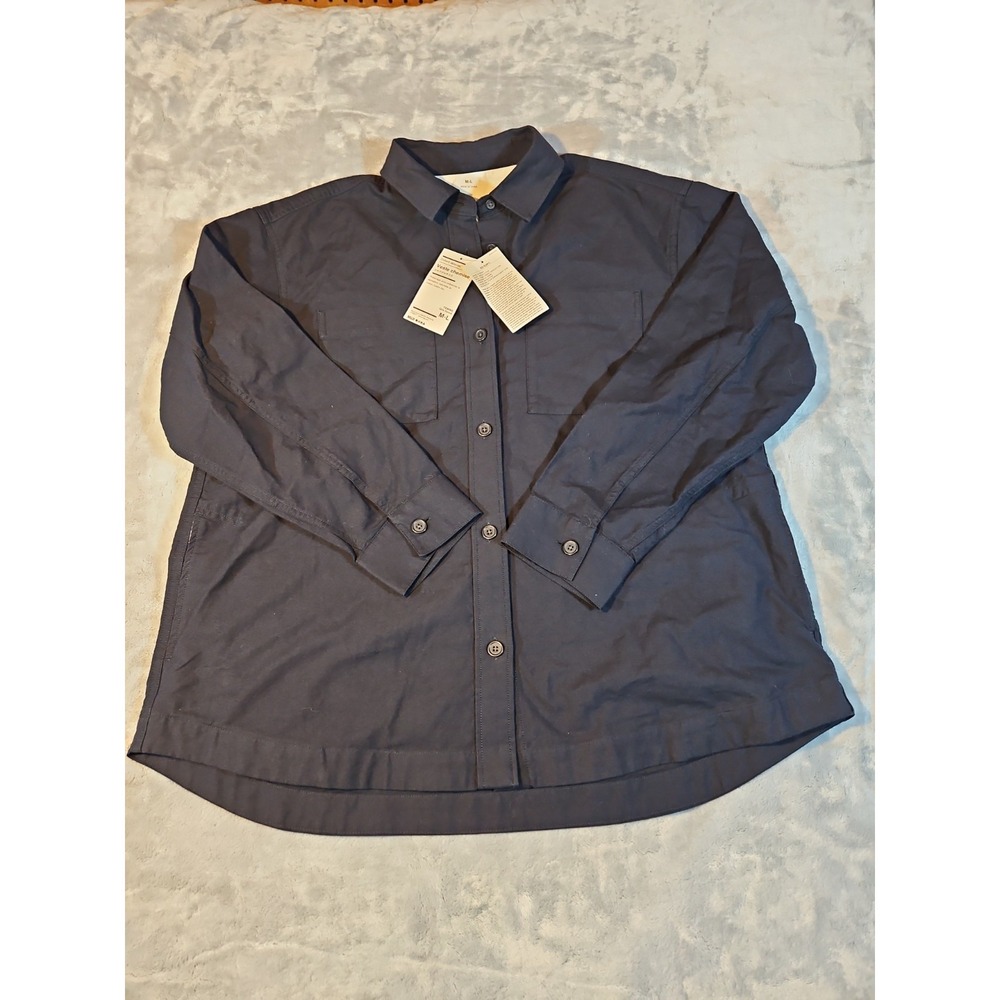 Oxford Delavee Women's Shirt Jacket sleeve Size M/L 100% Cotton Dark Grey